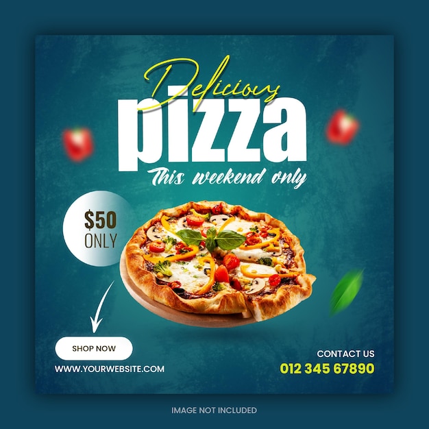 Delicious pizza and food menu social media banner template