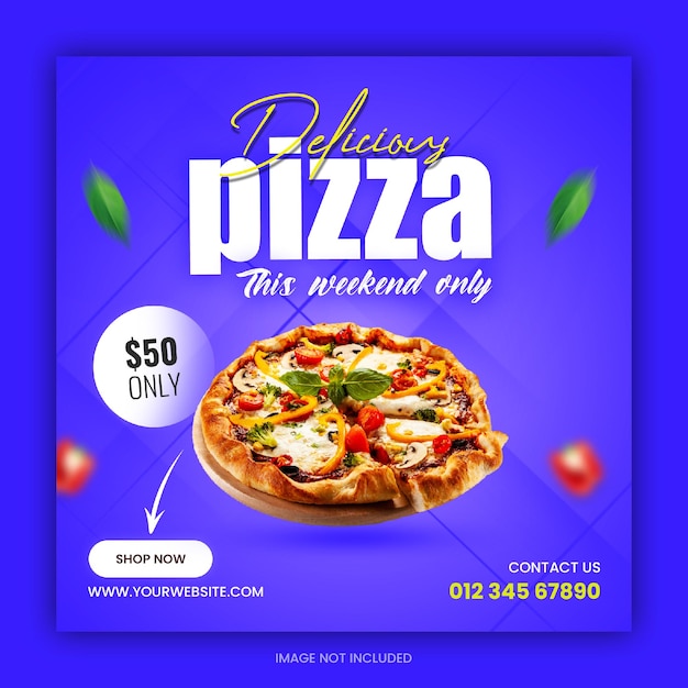 PSD delicious pizza and food menu social media banner template