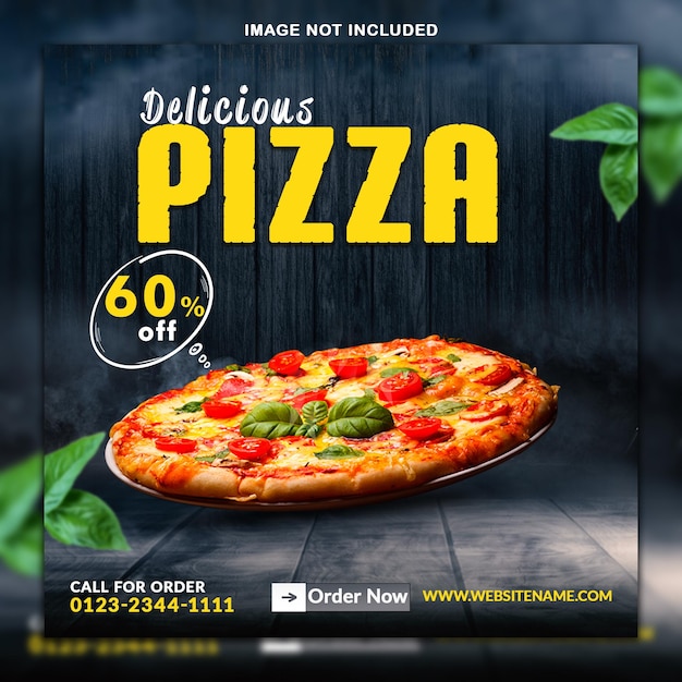 Шаблон сообщения в социальных сетях delicious pizza food premium psd