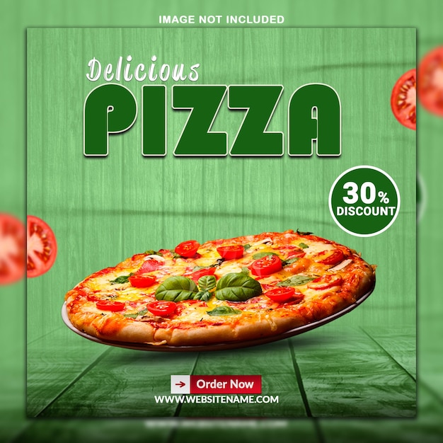 Шаблон сообщения в социальных сетях delicious pizza food premium psd