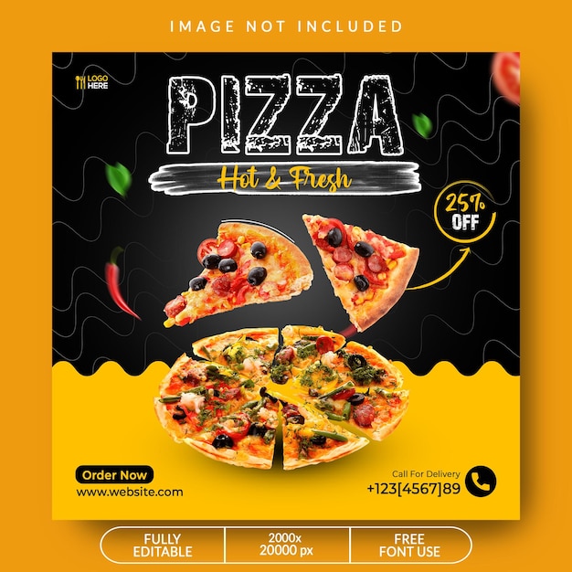 Delicious Pizza food social media post banner template Free Psd