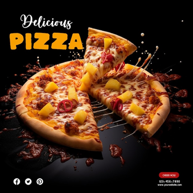 PSD delicious pizza and food template design