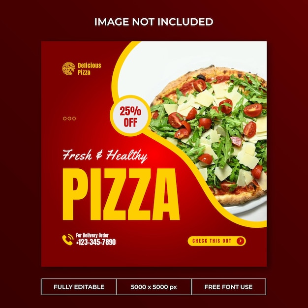 Deliziosa pizza instagram post modello di social media