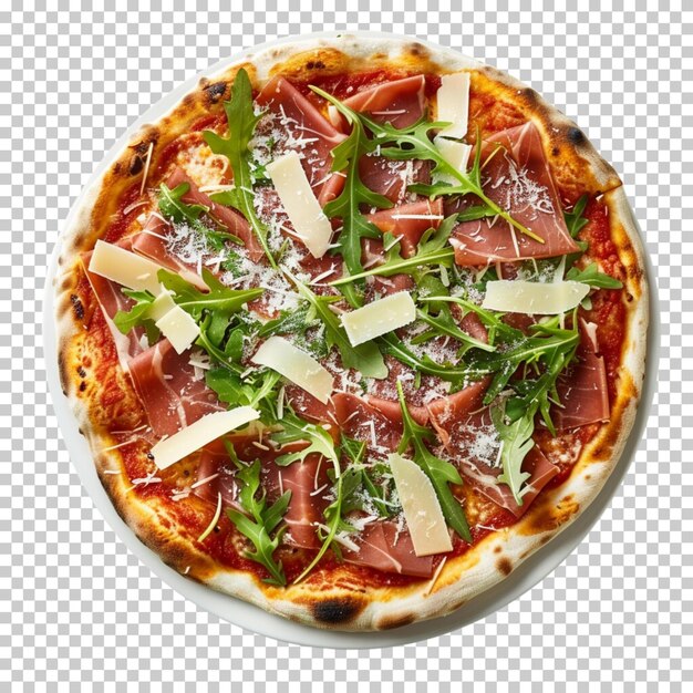 Una deliziosa pizza isolata su uno sfondo trasparente
