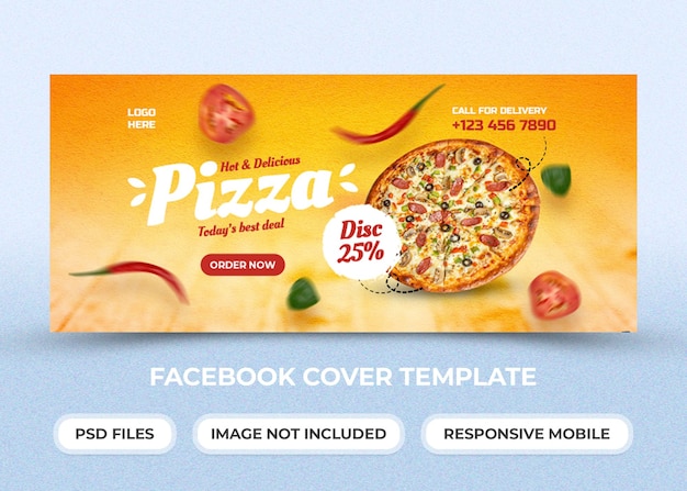 Deliziosa pizza menu promozione facebook cover template premium psd