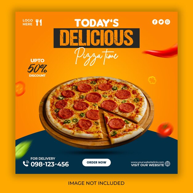 Delicious pizza menu social media promotion and instagram banner post design template