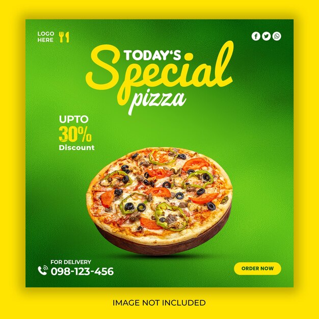 Delicious pizza menu social media promotion and instagram banner post design template