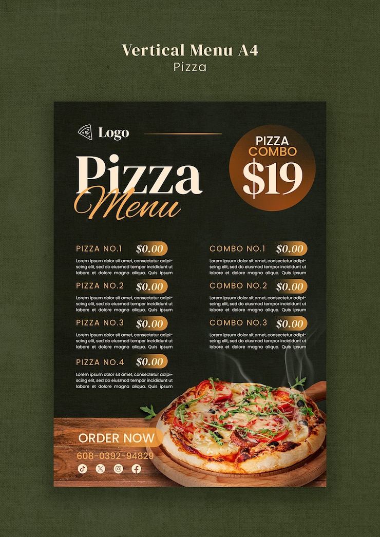 PSD delicious pizza restaurant template
