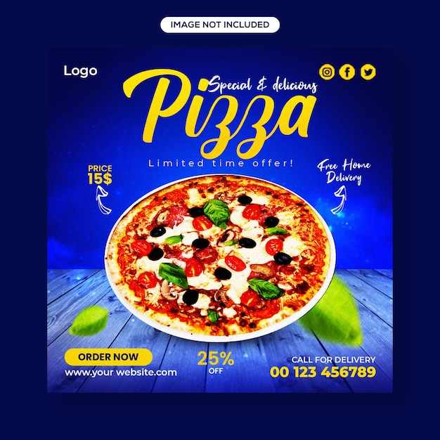 맛있는 피자 판매 소셜 미디어 Instagram 게시물 배너