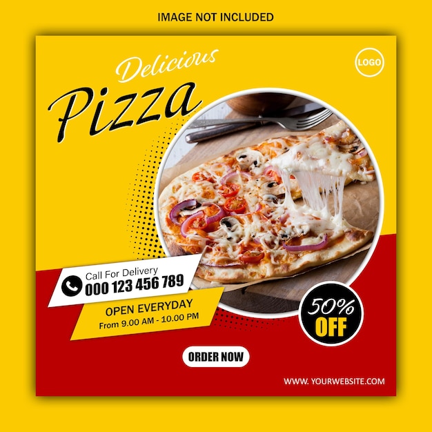 맛있는 피자 소셜 미디어 게시물 배너 템플릿 디자인