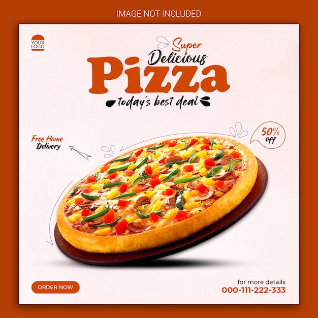 delicious pizza social media post design