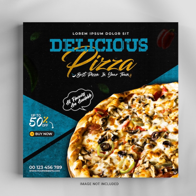 PSD deliziosa pizza post design sui social media