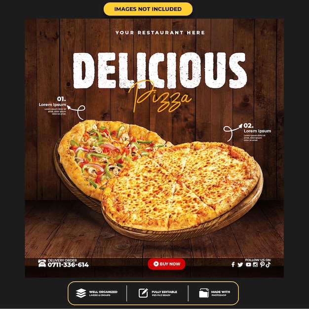 PSD delicious pizza social media post template