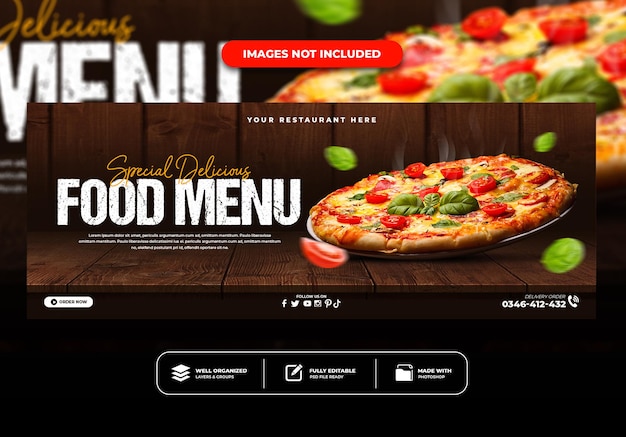 Delicious pizza social media post template