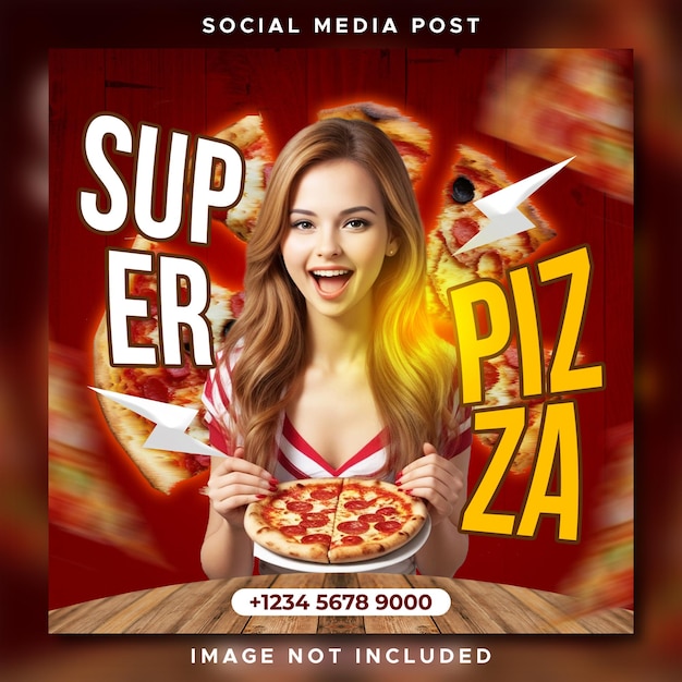 PSD delicious pizza social media post template
