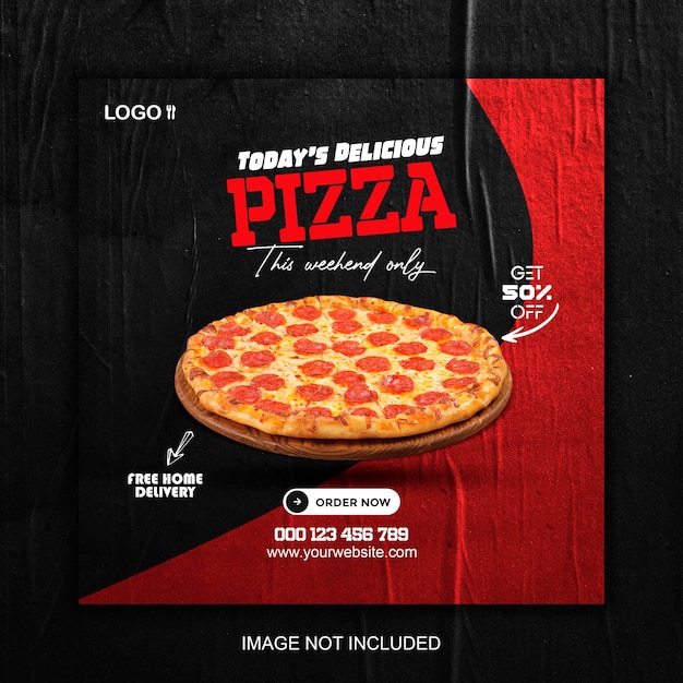 Delicious pizza social media promotion banner post design