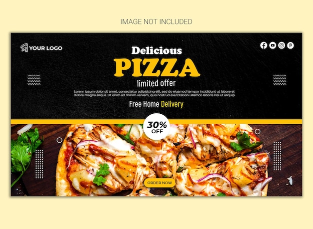 Deliziosa pizza modello di banner per il matrimonio sui social media