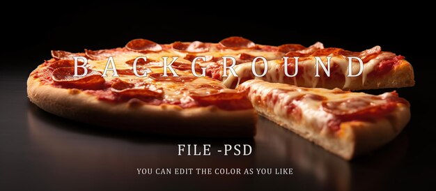 PSD delicious pizza on the table overhead angle