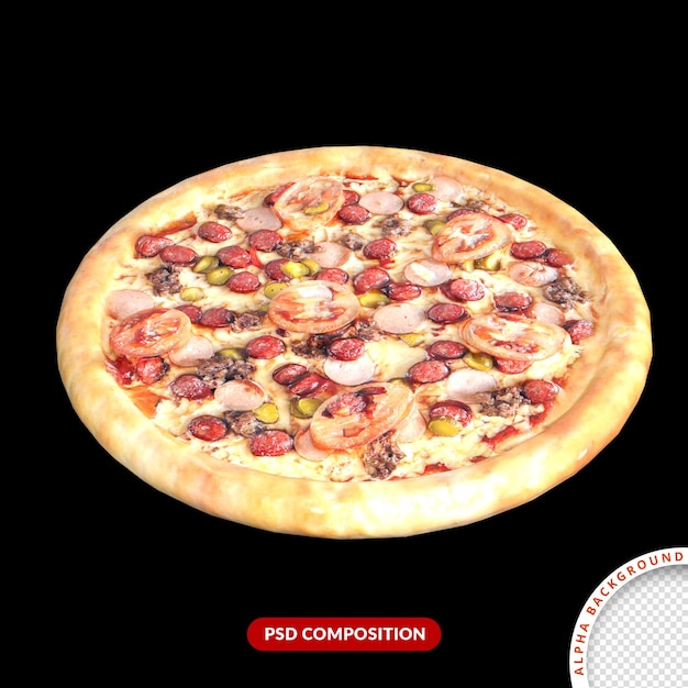 Delicious pizza with various flavors 3d isloated rendering premium psd