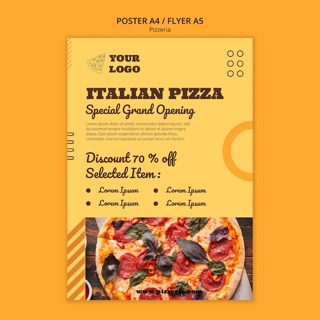 PSD modello di poster di una pizzeria deliziosa