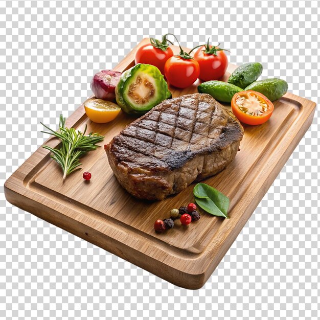 PSD un delizioso piatto di bistecca cotto alla perfezione su uno sfondo trasparente