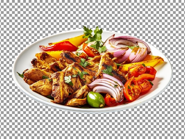 PSD delicious plate of steamed chicken with vegetables on transparent background