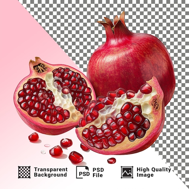 PSD Вкусный гранатовый плод, выделенный на прозрачном фоне