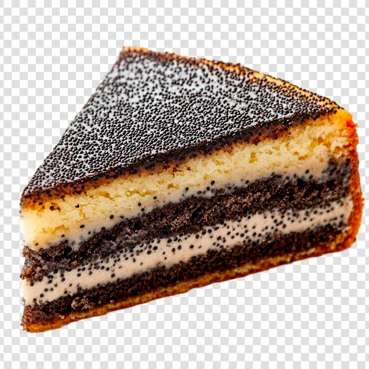 PSD delicious poppy seed cake slice layers of flavor