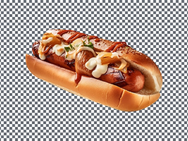 Delizioso hot dog di maiale tirato isolato su sfondo trasparente