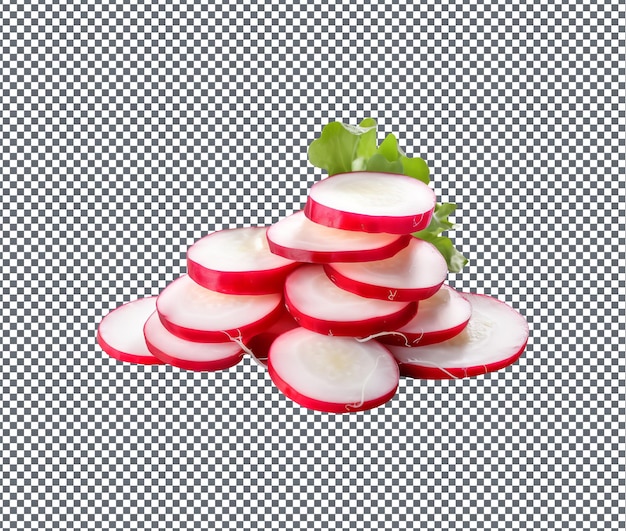 Delicious radish sticks slices isolated on transparent background