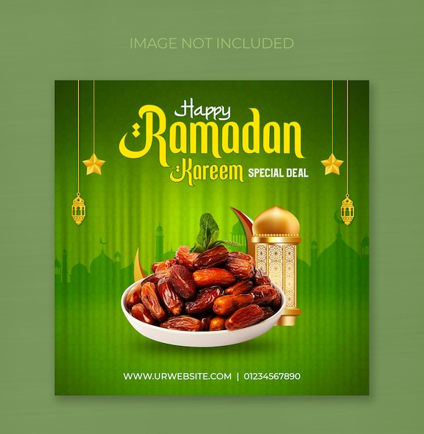Delizioso modello di post di instagram del menu del cibo del ramadan