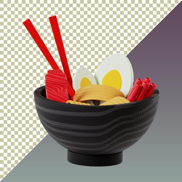 隔離された透明な背景の美味しいラーメンボウル
