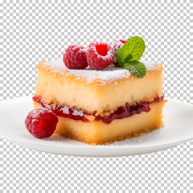 Delicious raspberries cake isolated on transparent background