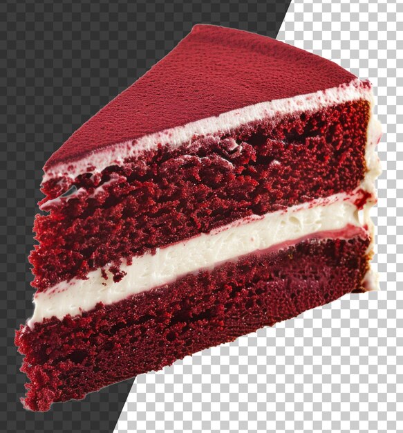 PSD deliziosa fetta di torta di velluto rosso su uno sfondo trasparente png