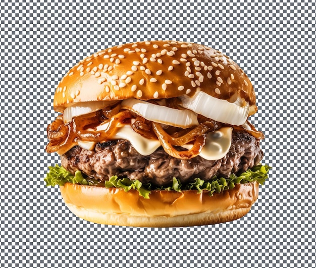 PSD delicious roasr beef and horseradish burger isolated on transparent background