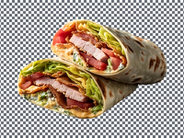 Delicious roasted vegetable wrap isolated on transparent background