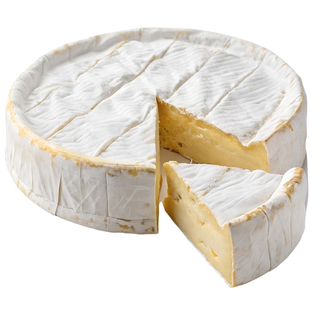 a delicious round of camembert cheese with a wedge cut out