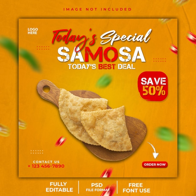 Delicious samosa social media post banner