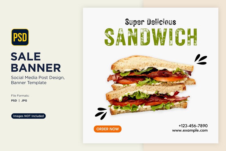 PSD delicious sandwich sale banner