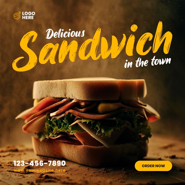 PSD delicious sandwich social media template