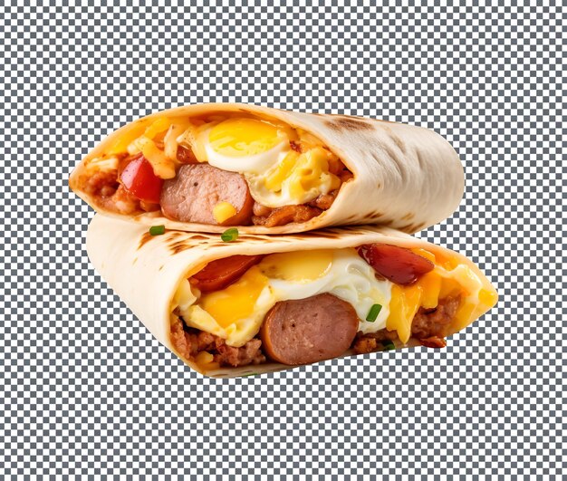 Premium PSD | Delicious Sausage and Egg Breakfast Wrap isolated on