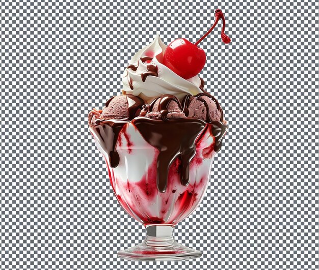 PSD delicious scoops sundae cuore isolato su uno sfondo trasparente