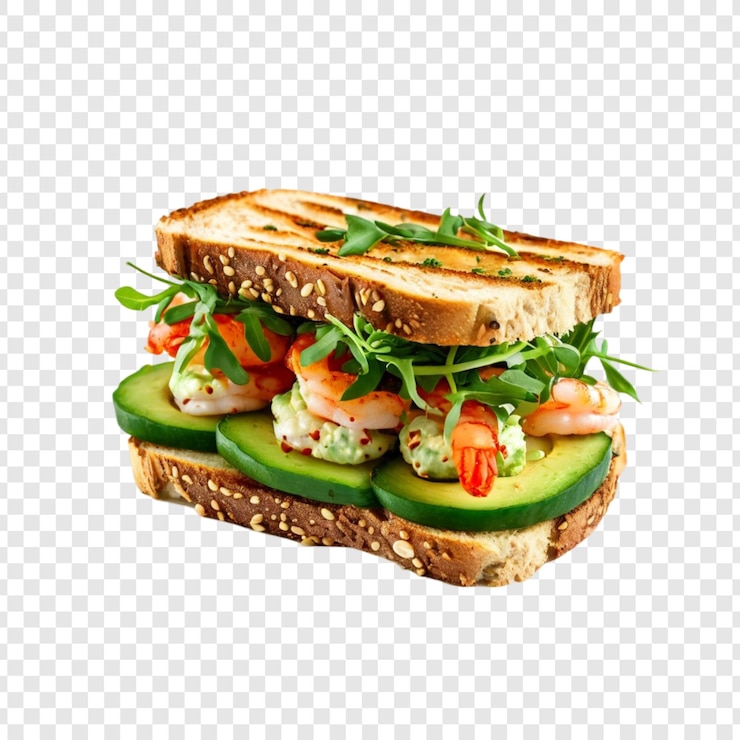 PSD delicious shrimp avocado sandwich grilled bread healthy recipe