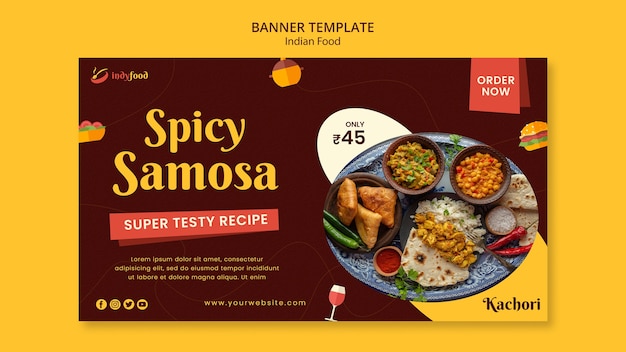 Delicious spicy samosa banner template