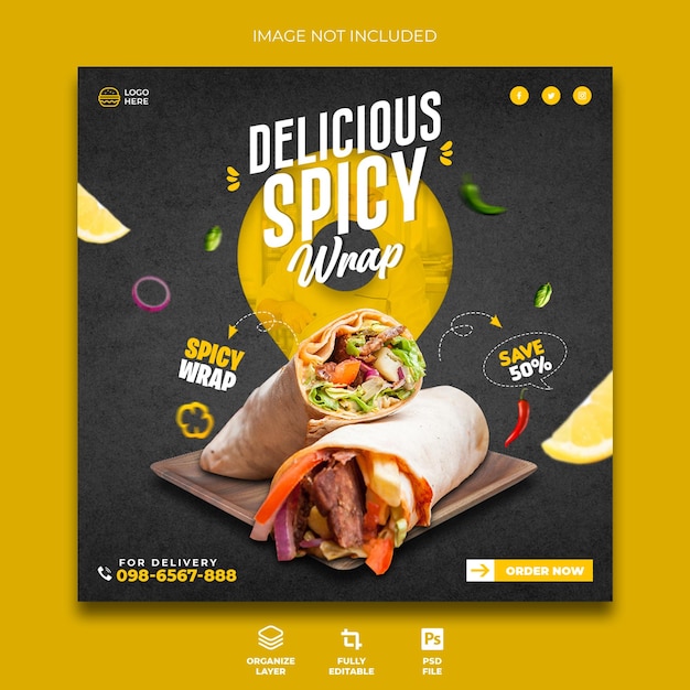 Delicious spicy wrap instagram promotional post design