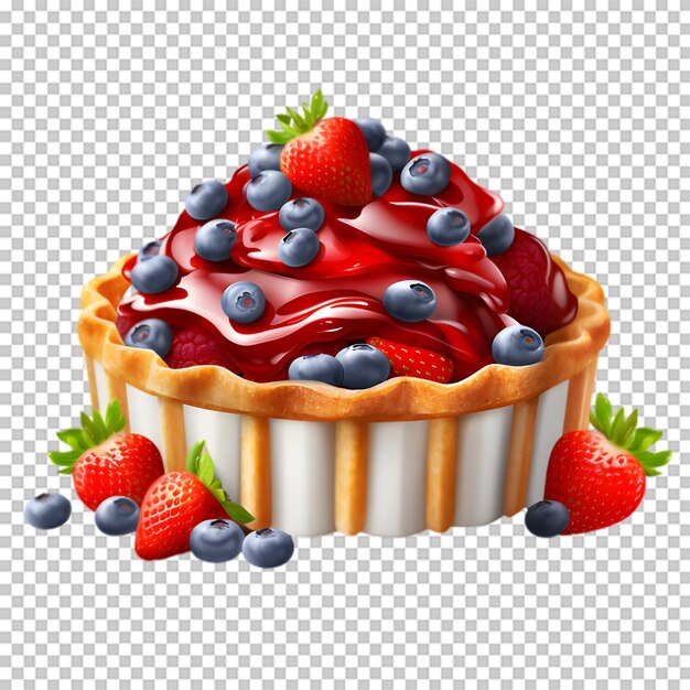 PSD delicious strawberry and blueberry cake isolated on transparent background