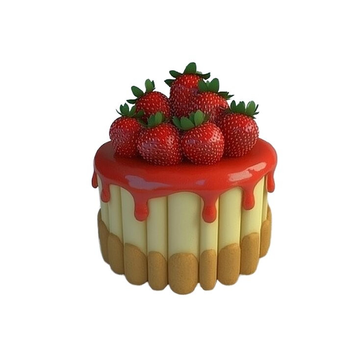 PSD delicious strawberry cake with drizzle
