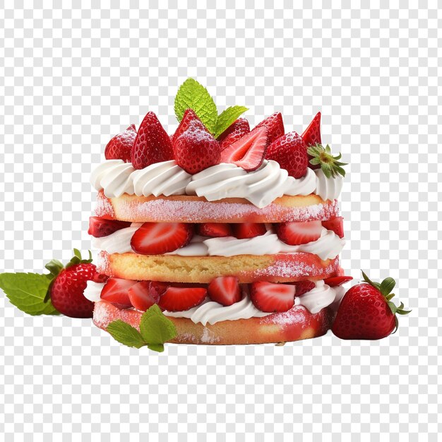 PSD deliziosa torta di fragole con fragole fresche isolate su uno sfondo trasparente