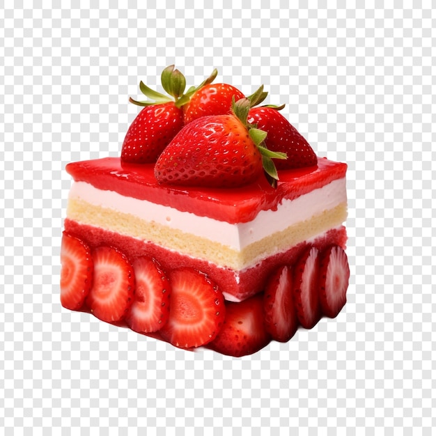 PSD delicious strawberry cake with fresh strawberries isolated on transparent background