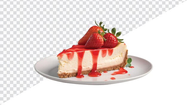 PSD delicious strawberry cake with fresh strawberries isolated on transparent background